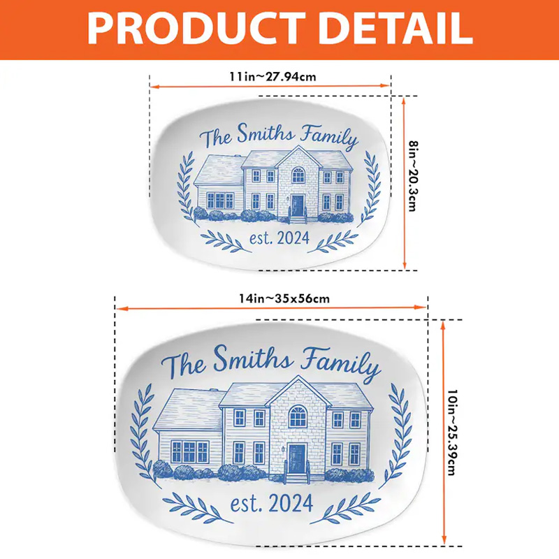 Personalized Family Name Decorative Plate Custom House Illustration Design with Established Year Perfect for New Homeowners Housewarming Gift Keepsake Home Decor