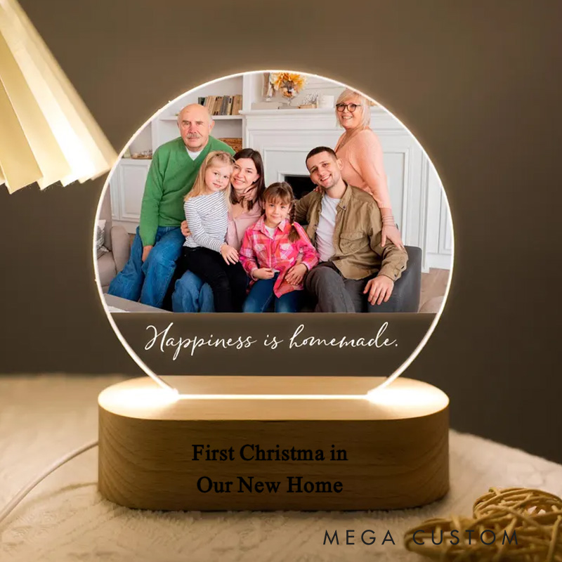 Personalized First Christmas in Our New Home LED Night Light Custom Photo Design with Names Perfect for Housewarming Gift Romantic Home Decor Keepsake Display