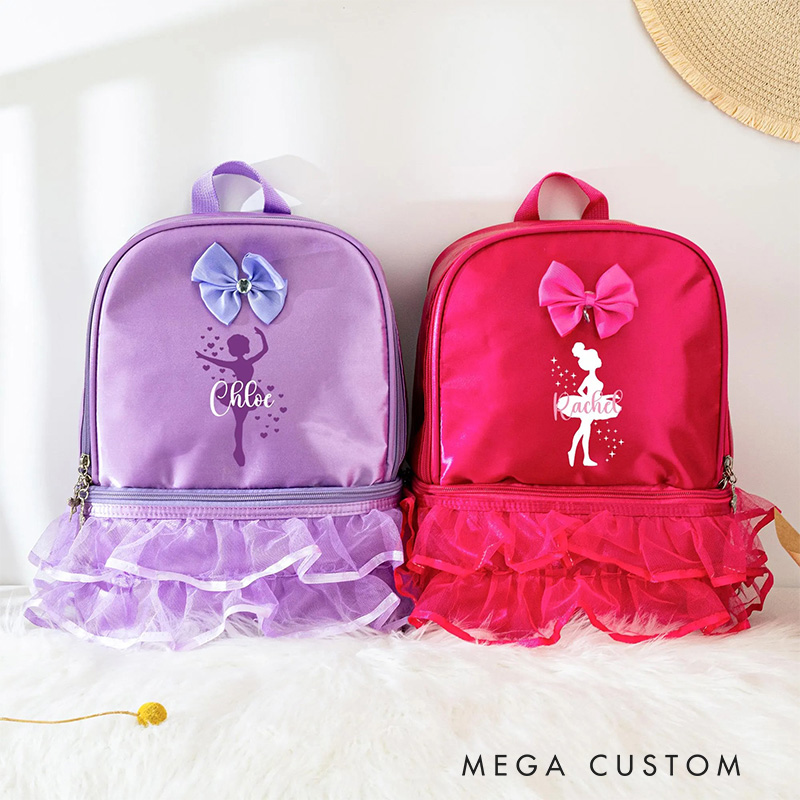 Personalized Ballet Silhouette Dance Bag for Girls Cute Backpack Pink Ballet Dance Bag Gymnastic Cheer Girls Christmas Gifts Back To School Gifts