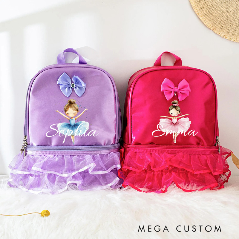 Personalized Ballerina Girl Dance Bag for Girls Cute Backpack Pink Ballet Dance Bag Gymnastic Cheer Girls Christmas Gifts Back To School Gifts