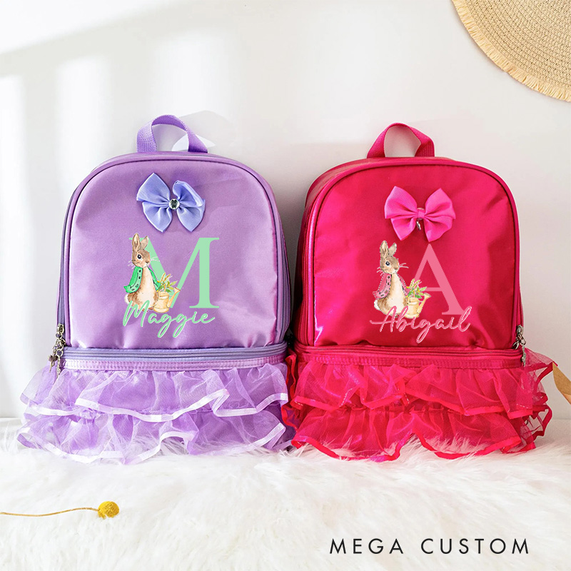 Personalized Cartoon Bunny Dance Bag for Girls Cute Backpack Pink Ballet Dance Bag Gymnastic Cheer Girls Christmas Gifts Back To School Gifts