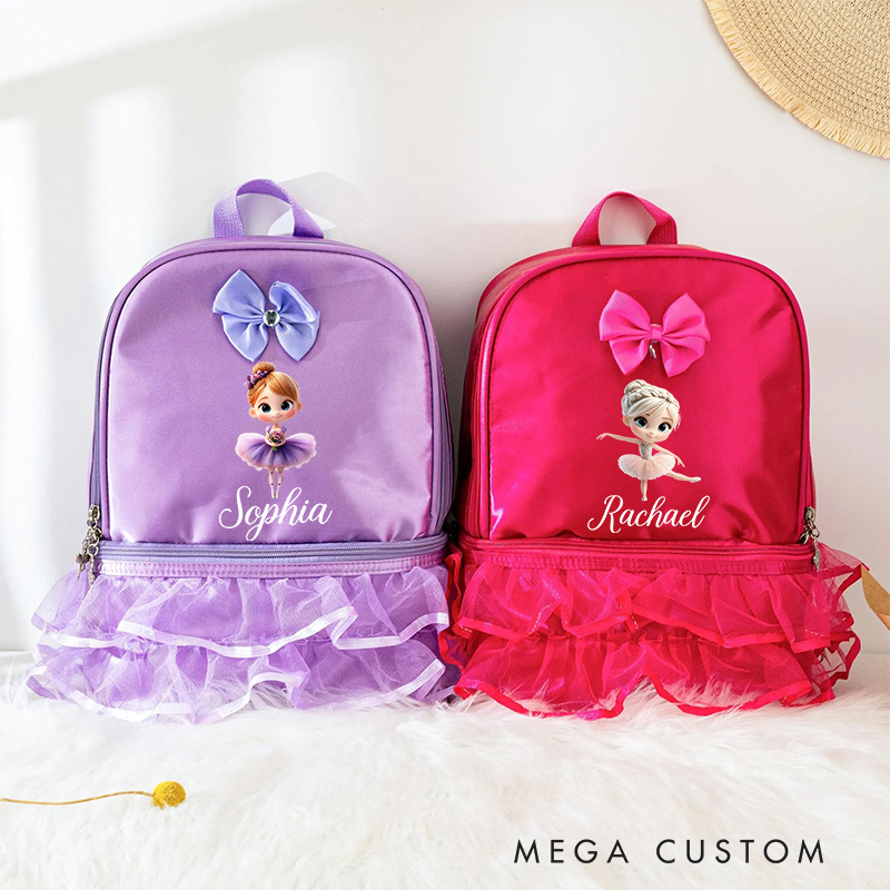 Personalized Classic Cartoon Ballerina Dance Bag for Girls Cute Backpack Pink Ballet Dance Bag Gymnastic Cheer Girl Christmas Gift Back To School Gift