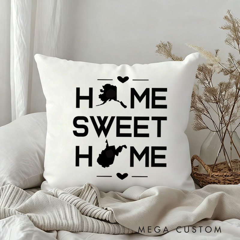 Personalized Throw Pillow Moving Away Gift New Home or Housewarming Gift Home Sweet Home Throw Pillow Cover US State Map Pillow