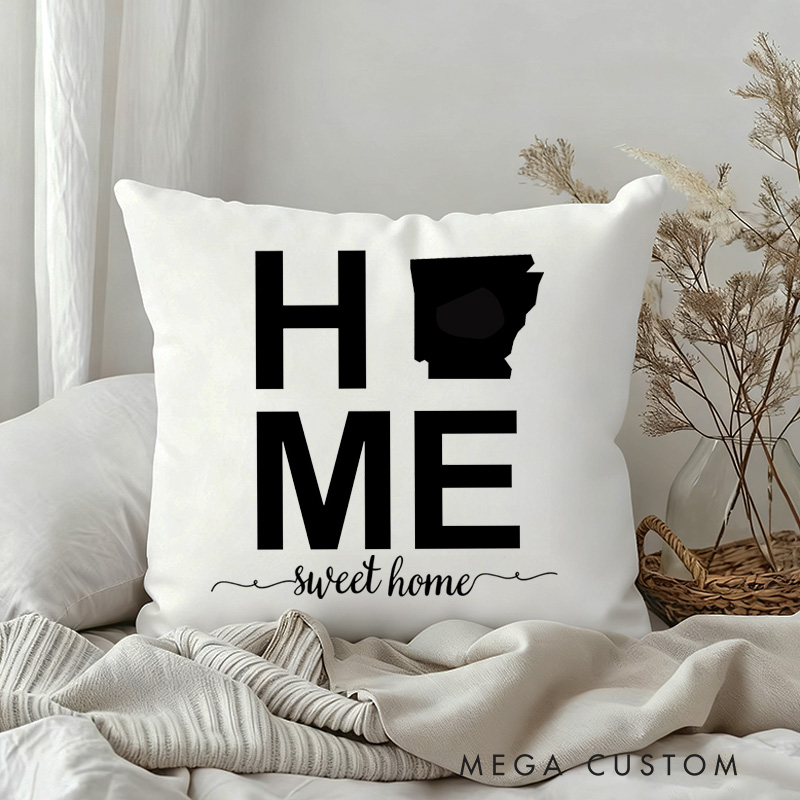 Personalized Throw Pillow Moving Away Gift New Home Housewarming Gift Home Sweet Home Throw Pillow Cover US State Map Gift