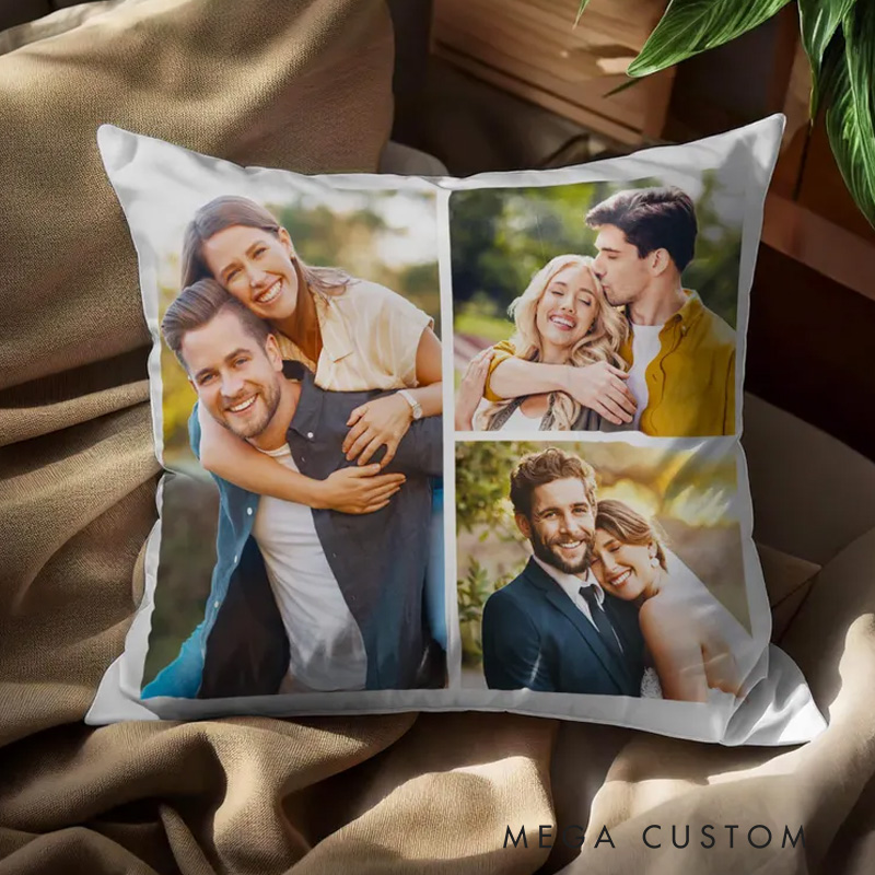Personalized Photo Collage Pillow Sweet Home Design Custom Picture Cushion Cozy Decorative Throw Pillow for Living Room Unique Gift for Family