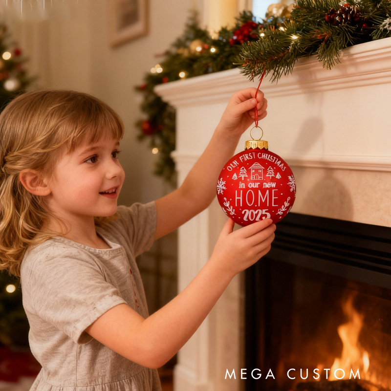 Personalized First Christmas Ornament Our New Home 2025 Red Holiday Decoration Custom Keepsake Gift for Celebrating New Beginnings and Family Gifts