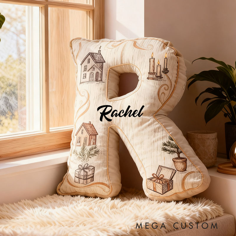 Personalized Rustic Pillow Graphic 3D Print Custom Name Cozy Home Decor with Charming House and Candle Design Soft Accent Cushion Gift for Home Lovers