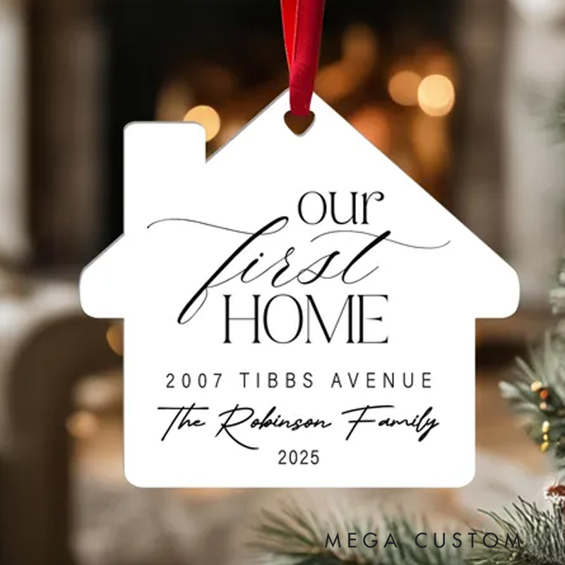Personalized Our First Home Acrylic Ornament New Home Ornament Custom House Ornament Christmas Ornament for Family Home Keepsake Housewarming Gifts