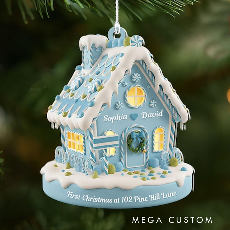 Personalized Gingerbread House 2D Flat Acrylic Ornament First Christmas Home Keepsake Custom Couple Name Ornament 2025 Gingerbread Decor