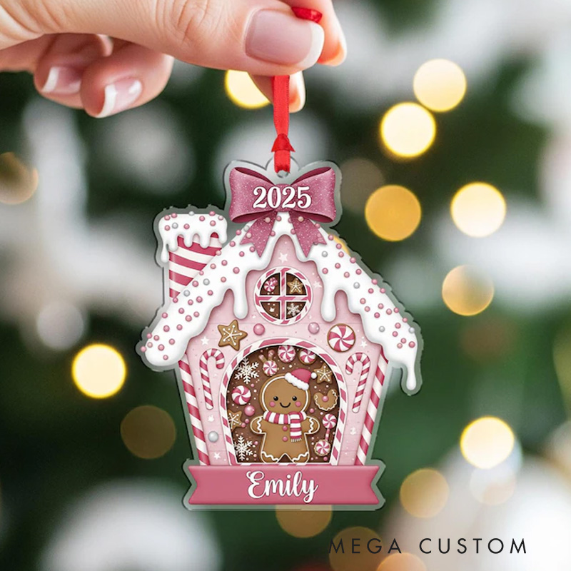 Personalized Gingerbread House Ornament 2025 Custom Name Candy Christmas Decoration Christmas Gifts
