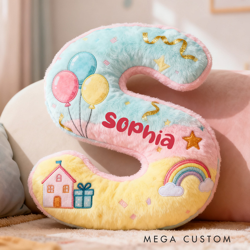 Personalized 26 Letter Pillow with Graphic 3D Print Whimsical Design Customizable Name Soft Plush Cushion for Kids Decor Fun Gift Idea Moving Gifts