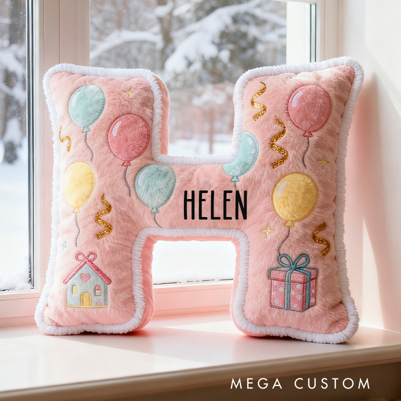 Personalized Pink Letter Pillow with Graphic 3D Print Cute Design Custom Name Soft Cushion for Kids Room Decor Moving Gifts Perfect Birthday Gift Idea