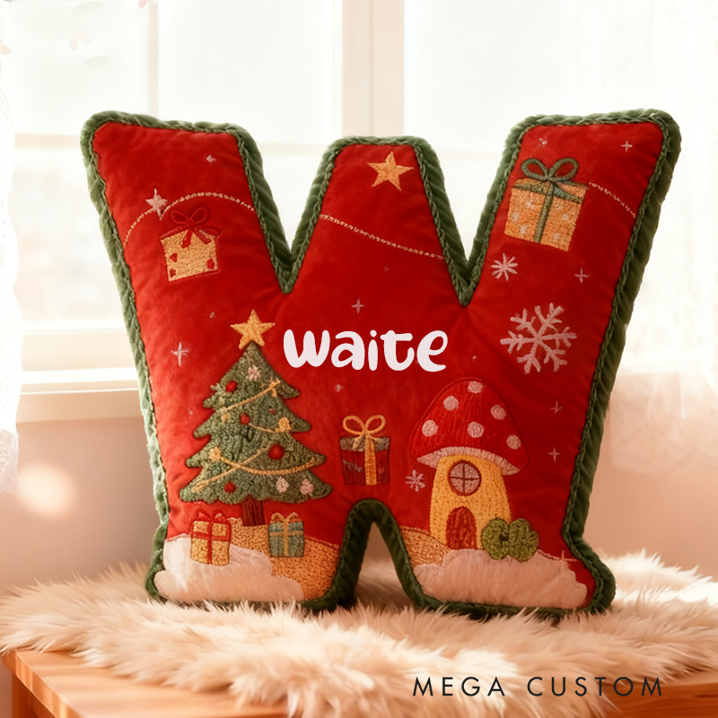 Personalized Christmas Letter Pillow Graphic 3D Print Festive Design Custom Name Soft Cushion for Holiday Decor Perfect Seasonal Gift Christmas Gifts