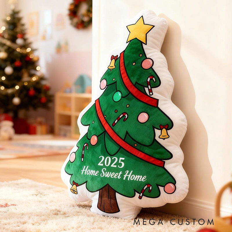 Personalized Christmas Tree-Shaped Pillow Custom Message Perfect Christmas Gift for Children Graphic 3D Print