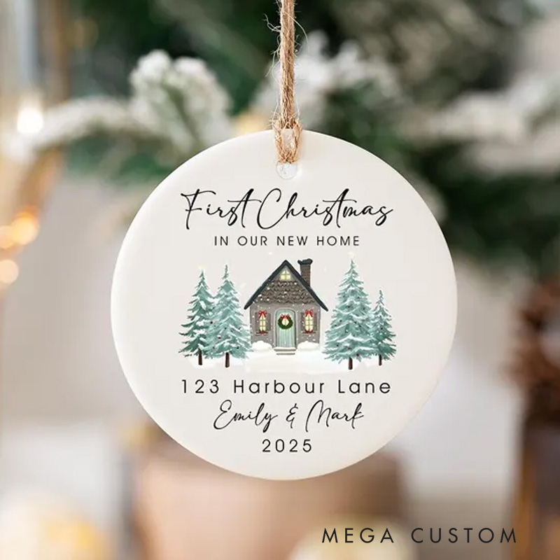 Personalized New Home Christmas Ornament First Christmas in Our New Home House Address Ornament Xmas Decor