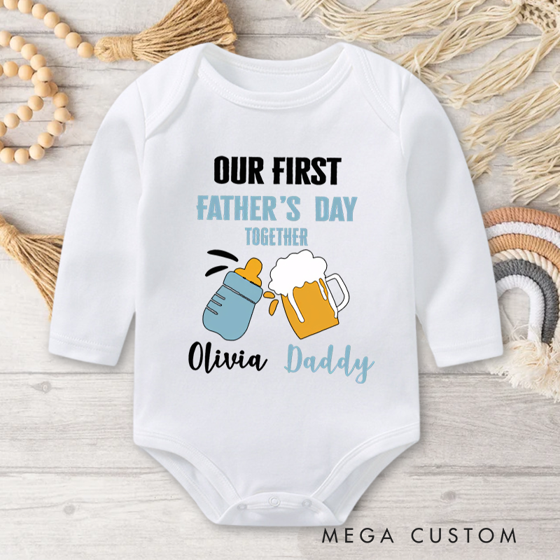 Personalized Our First Father's Day Together Baby with Name Father's Day Gift for Baby New Dad Gift