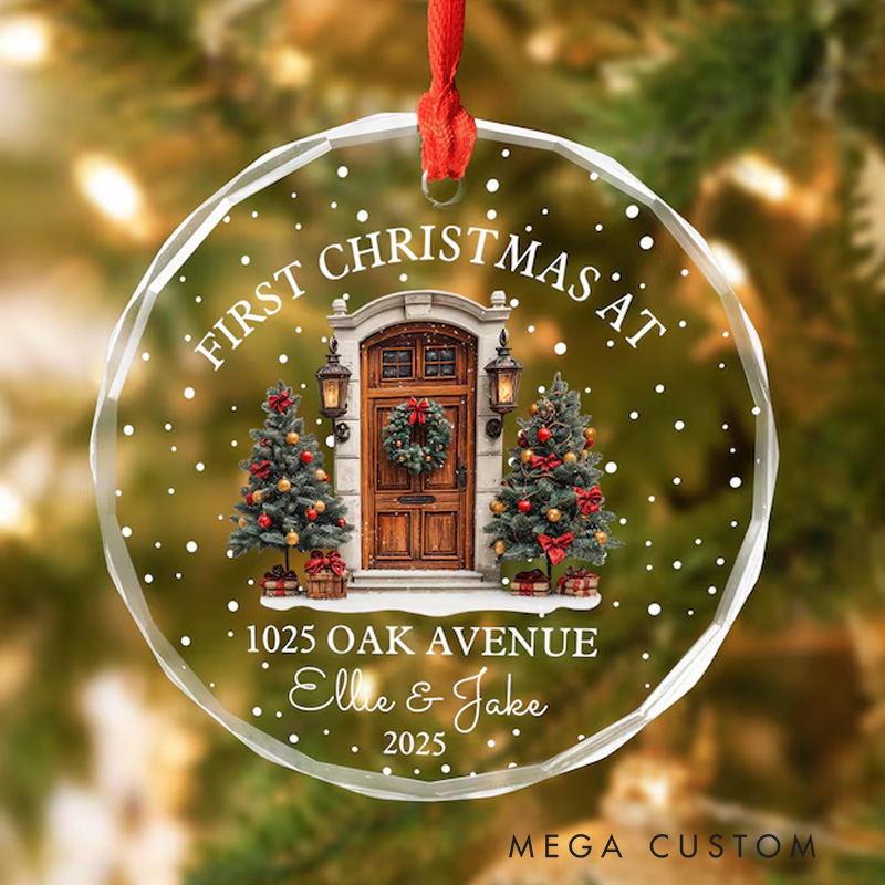 Personalized First Christmas At New Home Glass Ornament First Home Ornament New Home Ornament Realtor Gift Housewarming Gift