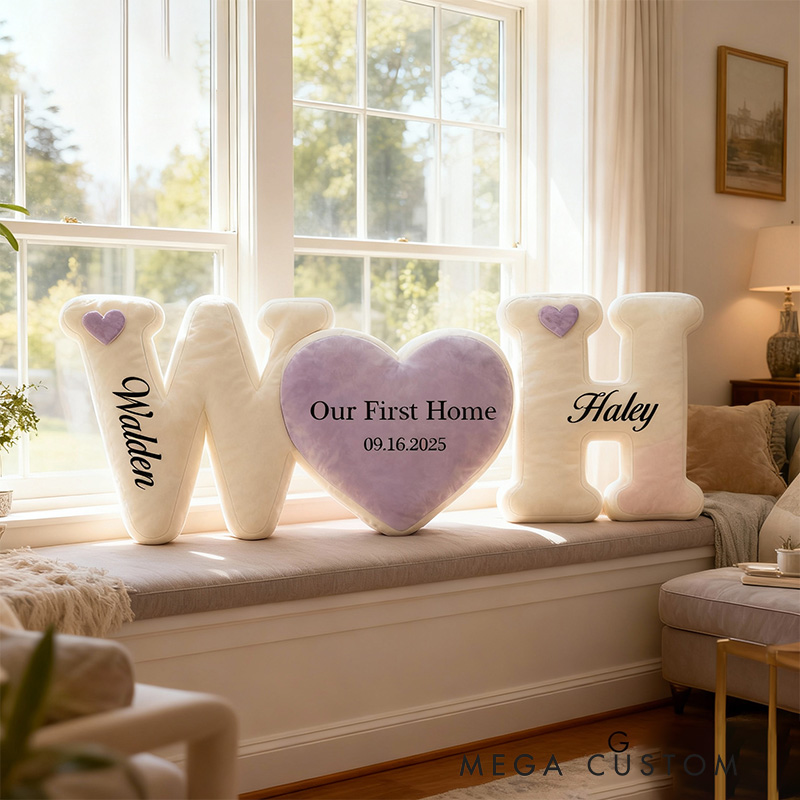 Personalized Letter Pillow Custom Initials And Heart Design Soft Home Decor Perfect For New Home Gift Couple Gifts Newlyweds Gifts Graphic 3D Print 