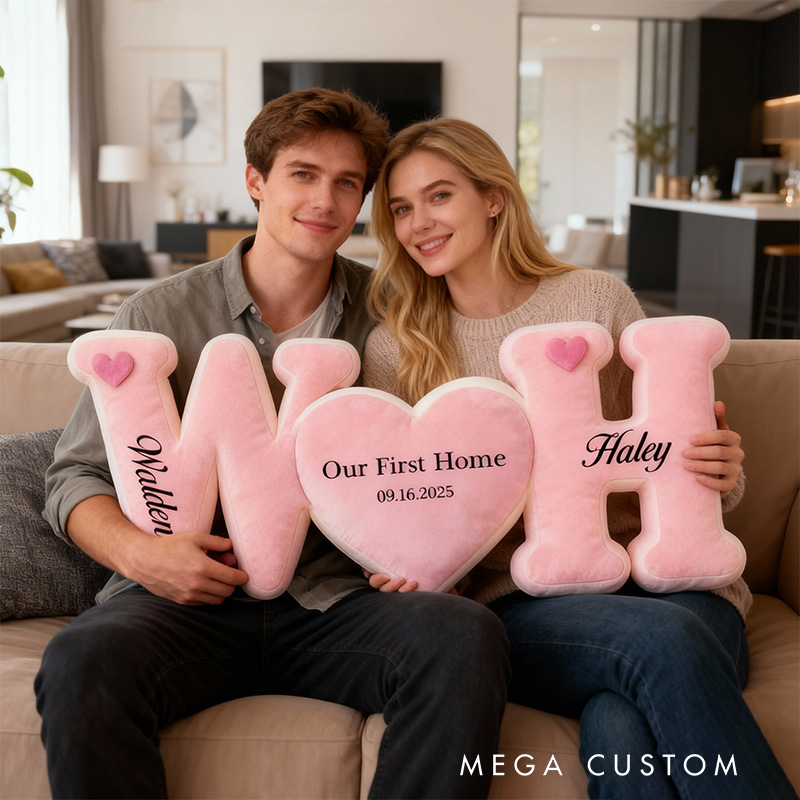 Personalized Initials Pillow Custom Heart Design with Name Soft Home Decor Perfect For New Home Gift Wedding Anniversary Keepsake Graphic 3D Print 