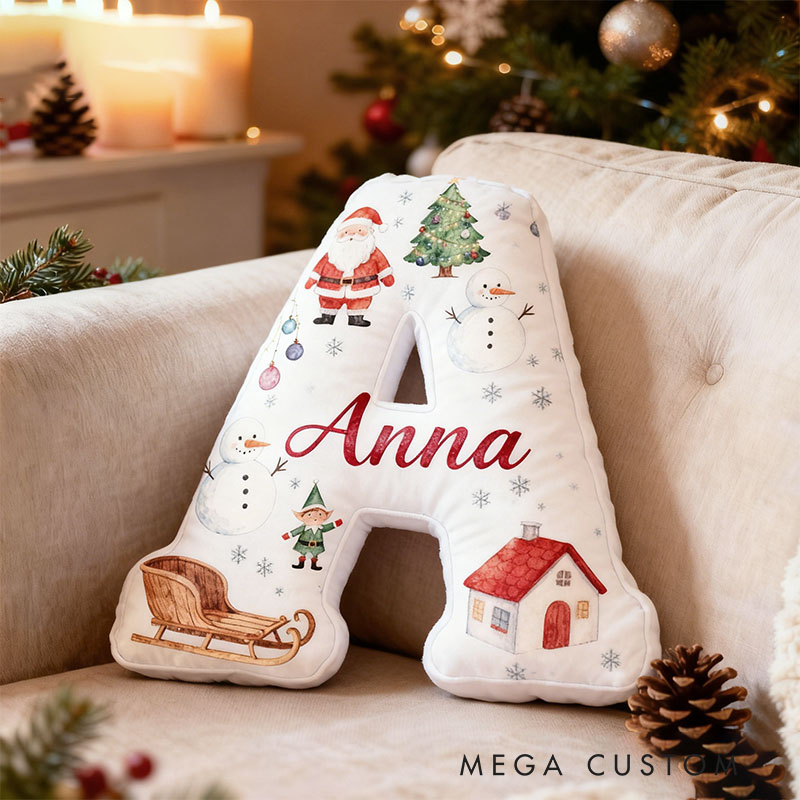 Personalized Christmas Letter Pillow with Name Cushion Festive Holiday Decor Soft Gift for Seasonal Christmas Gifts for Family