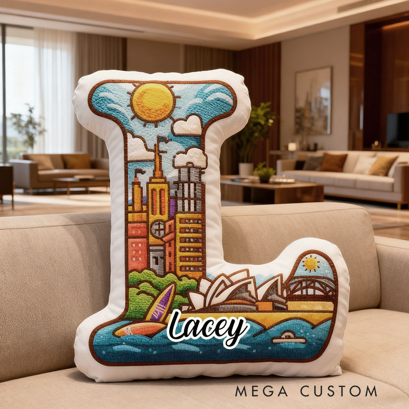 Personalized Scenic Letter Pillow Custom Sydney City Landscape Design Soft Plush Cushion Unique Home Decor Perfect Gift For Family Graphic 3D Print