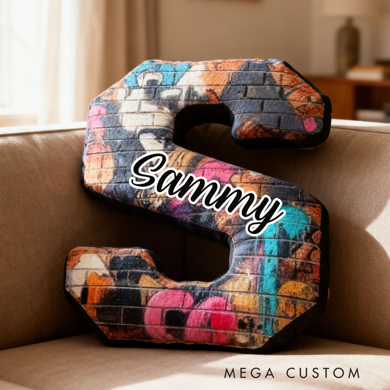 Personalized Graffiti Letter Pillow with Name Cushion Stylish Home Decor Perfect Gift For Teens Creative Spaces Decoration Moving Gift Graphic 3D Print