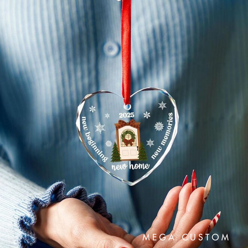 Personalized Crystal Glass Ornament Personalized New Home Ornament First Christmas At New Home Bauble 2025 New Home Christmas Ornament