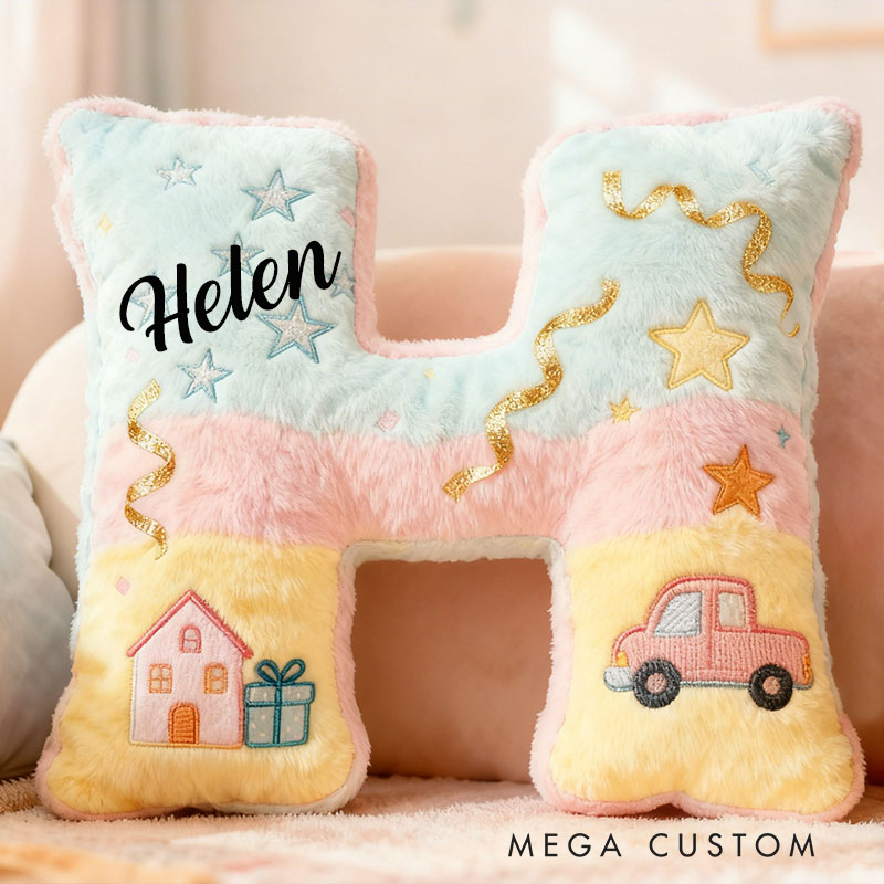 Personalized Letter Pillow Custom Pastel House And Car Design Home Decor Perfect Gift For Kids Bedrooms Graphic 3D Print New Home Gift