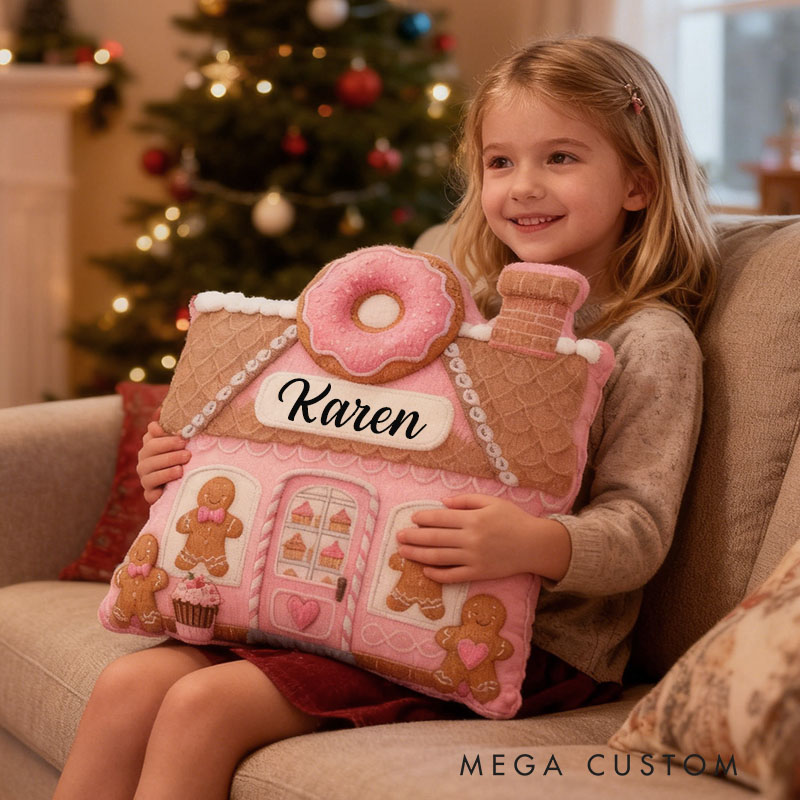 Personalized Gingerbread House Pillow Custom Festive Donut And Cookie Design Holiday Home Decor Perfect Gift For Kids Graphic 3D Print