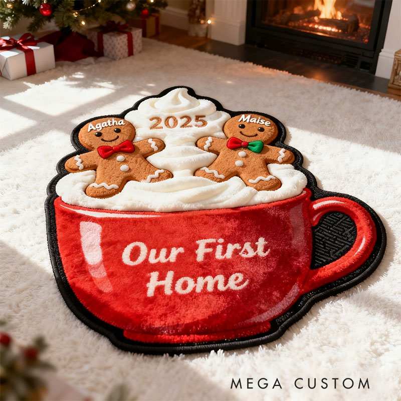 Personalized Gingerbread Family Name Rug First Christmas in New Home Gifts Christmas Gift