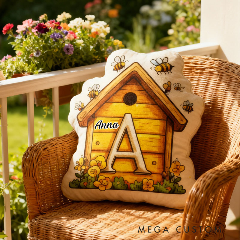 Personalized Bee Themed Pillow Custom Beehive And Floral Design Home Decor Perfect Gift For Bedrooms Living Rooms Or Kids Graphic 3D Print
