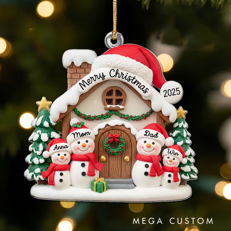 Personalized Snowman Family Ornament Kids Christmas Ornament Acrylic Snowman Family Hanging Ornament Keepsake For Family Memories