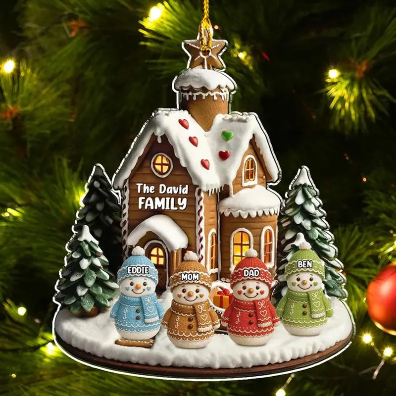 Personalized Family Farm Life Custom Acrylic Ornament Christmas Gifts For Family Snowman Family Christmas Ornament