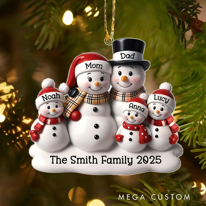 Personalized Snowman Family Ornament Custom 2D Flat Family Christmas Ornament 2025