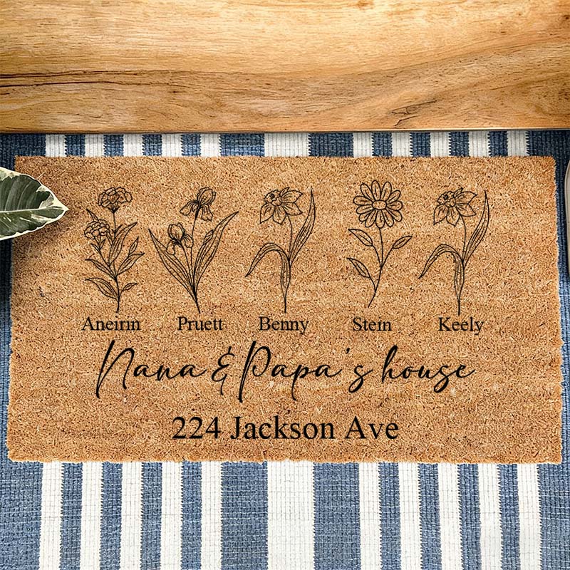 Personalized Nana&Papa’s House Doormat Custom Family House Doormat With Names Gifts for Grandparents Housewarming Gifts Home Decor