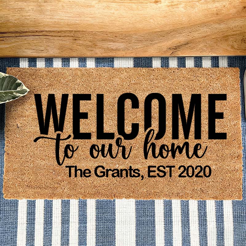 Personalized Welcome To Our Home Doormat Custom Coir Welcome Mat Door Mat Housewarming Gifts