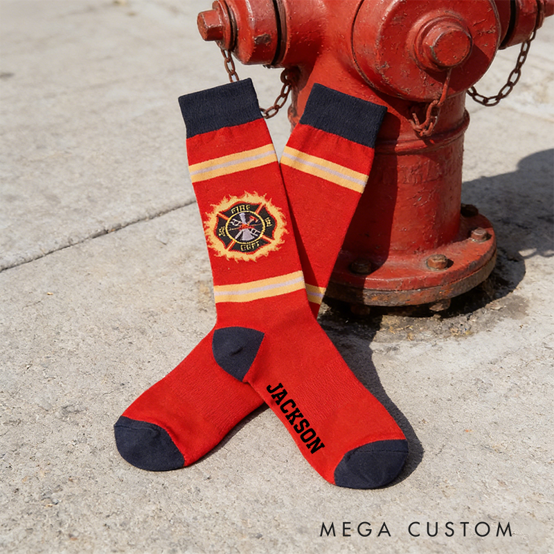 Personalized Firefighter Socks with Name Unique and Practical Gift for Firefighters