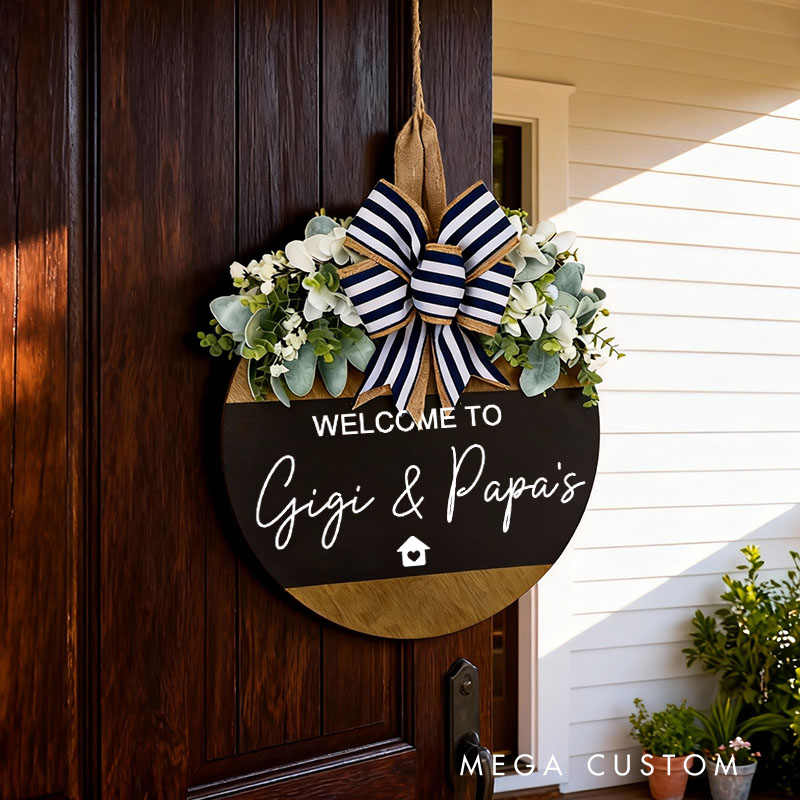 Personalized Front Door Decor Custom Gigi & Papa's Front Door Sign Wooden Door Sign Gift for Grandparents Personalized Grandparent Decor Gift
