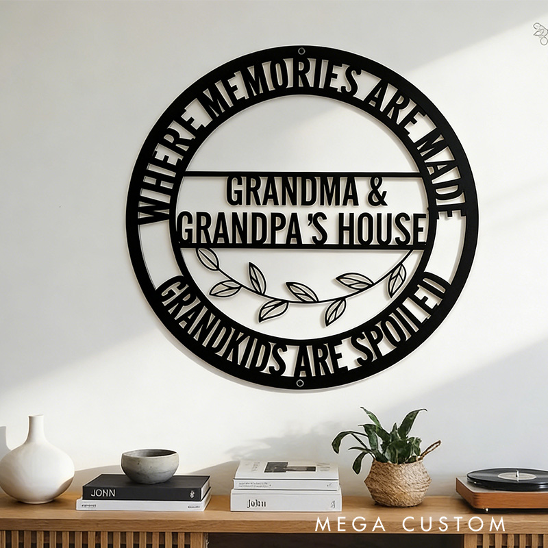 Personalized Metal Wall Sign Custom Gift for Grandparents Decorative Hanging Plaque for Grandma and Grandpa House Indoor Outdoor Home Decor Gift