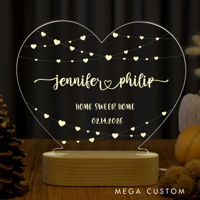 Personalized Night Light for Couples Engagement Gifts Custom Couple Anniversary Gift Valentine's Day Gifts