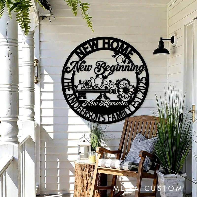 Personalized New Home Sign New Beginnings Decor Custom Memories Wall Art Family Name Gifts