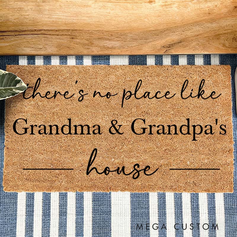 Personalized There's No Place Like Grandparents House Doormat Custom Welcome Mat Indoor Outdoor Rug Home Decor Gift for Grandma and Grandpa Entryway
