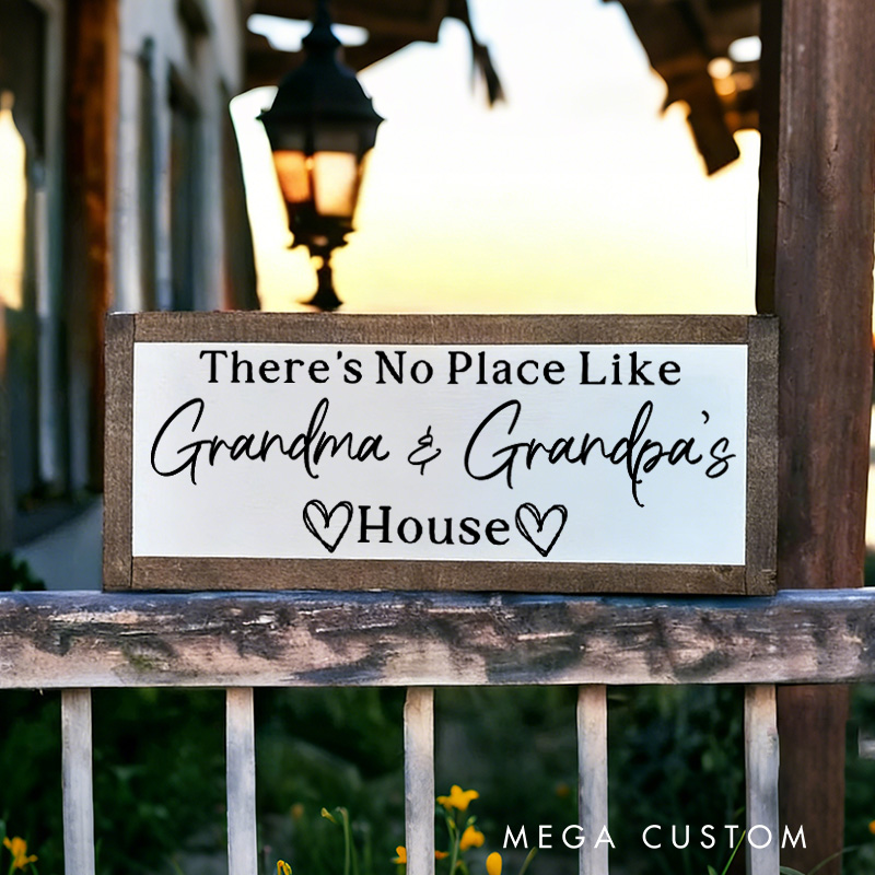Personalized There's No Place Like Grandparents House Wooden Sign Custom Farmhouse Wall Decor Gift for Grandma and Grandpa Home Entryway Porch Decor