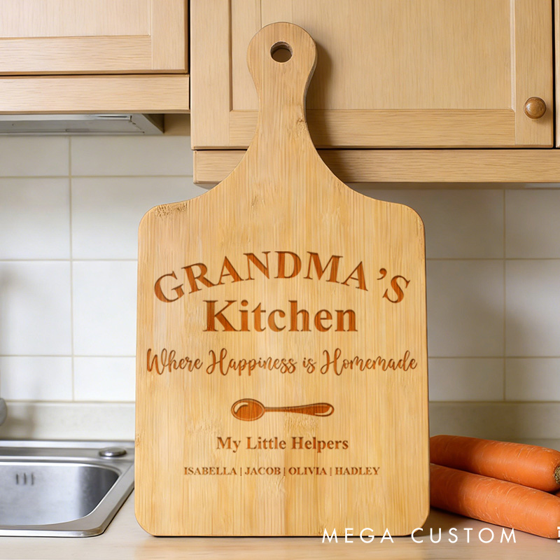 Personalized Grandma's Kitchen Cutting Board Sentimental Christmas Gift from Grandchildren Custom Charcuterie board for Nana