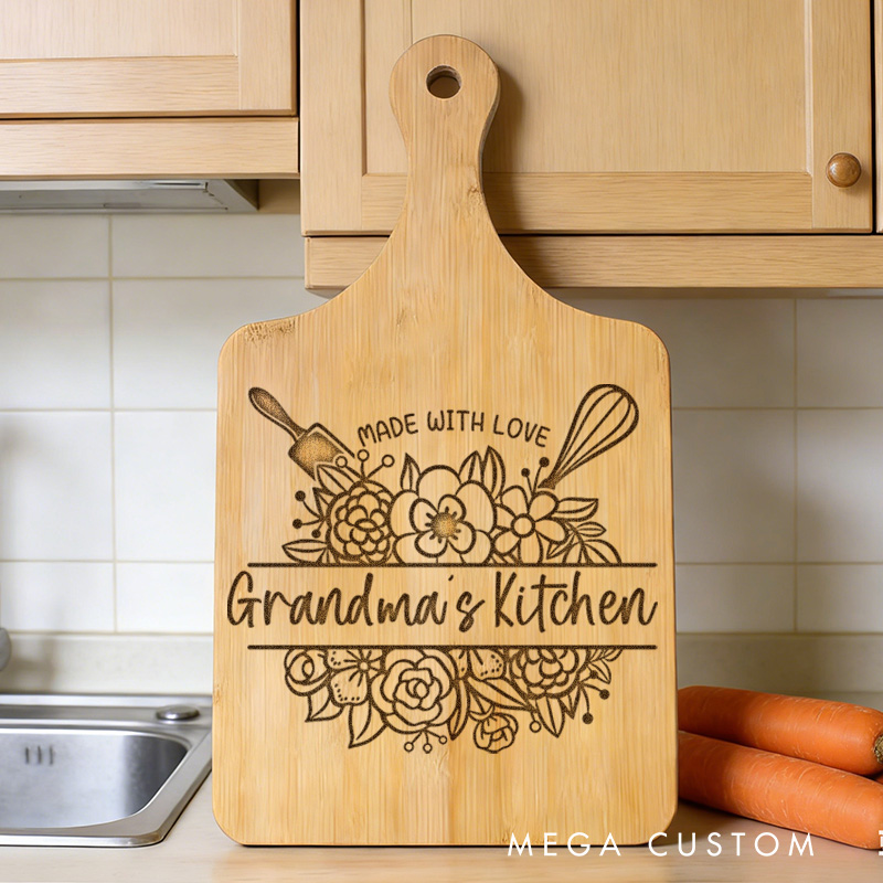 Personalized Grandma’s Kitchen Cutting Board Custom Engraved Cutting Board for Grandma Gifts Home Decor Cooking Anniversary Birthday