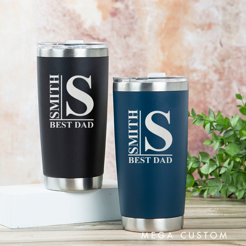 Personalized Engraved Tumbler Custom Stainless Steel Insulated Travel Mug Best Dad Design with Lid Gift for Father's Day Birthday Coffee Tea Drinkware