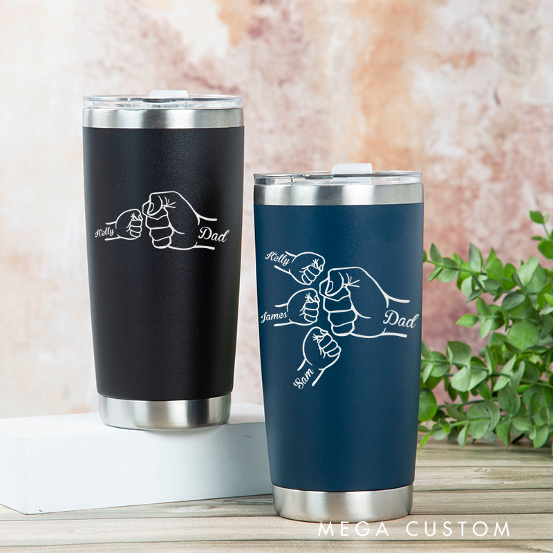 Personalized Fist Bump Dad And Kids Framed Tumbler Gift From Kids Sign Gifts For Dad Father's Day Gift Unique Gift For Dad