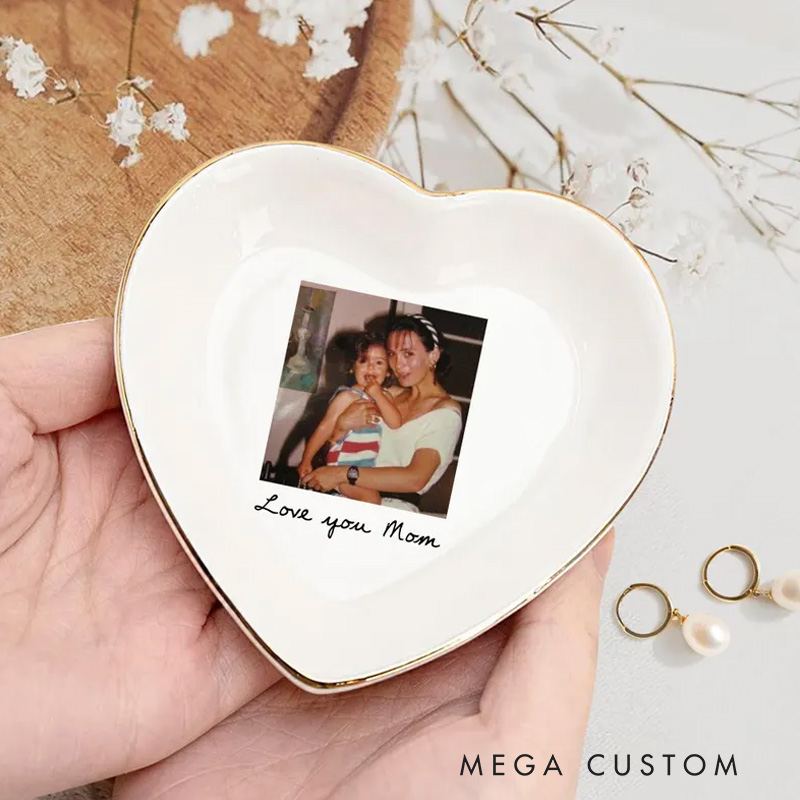 Personalized Mothers Day Gift for Mom Custom Photo Trinket Tray Custom Ring Dish with Picture Gift for Grandma Mom Gift from Daughter Birthday Gift