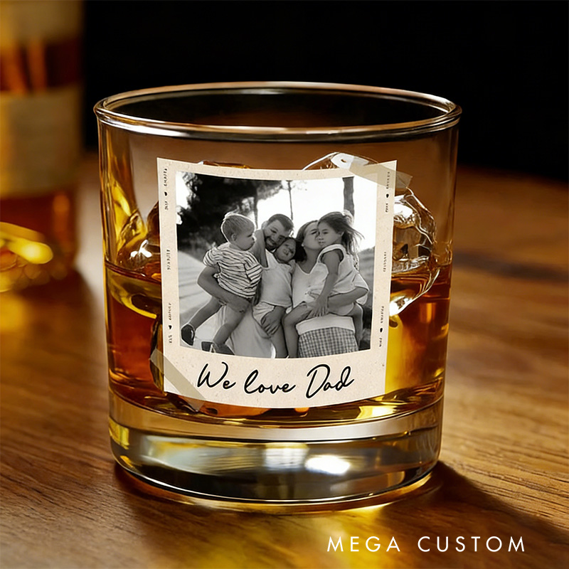 Personalized Dad Gifts Custom Photo Dad Whiskey Glass Grandpa Gift Dad Glass Gifts For Him Portrait Photo Grandpa Glass