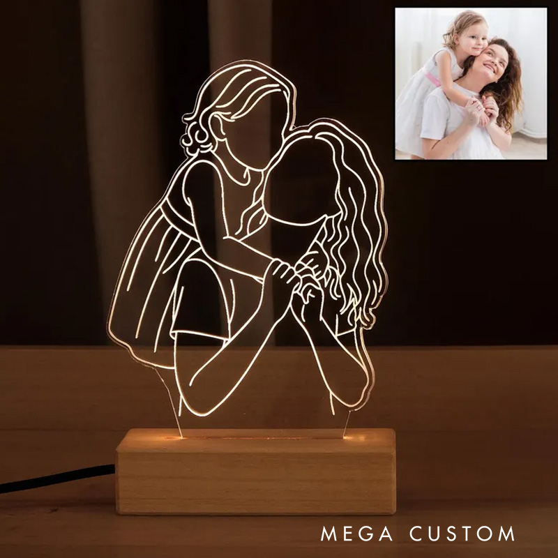 Personalized Family Portrait Lamp Custom Photo LED Night Light Custom Portrait Line Art Mother's Day Gift from Daughter Son